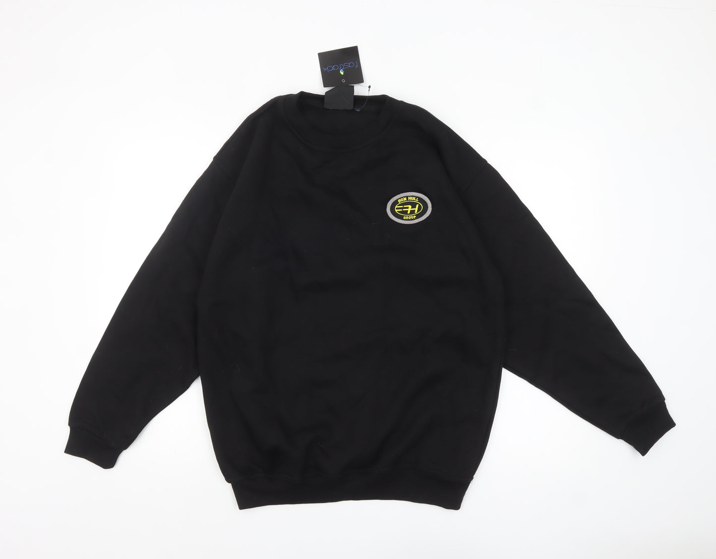 Fastrack Men's Black Crew Neck Embroidered Logo Sweatshirt M