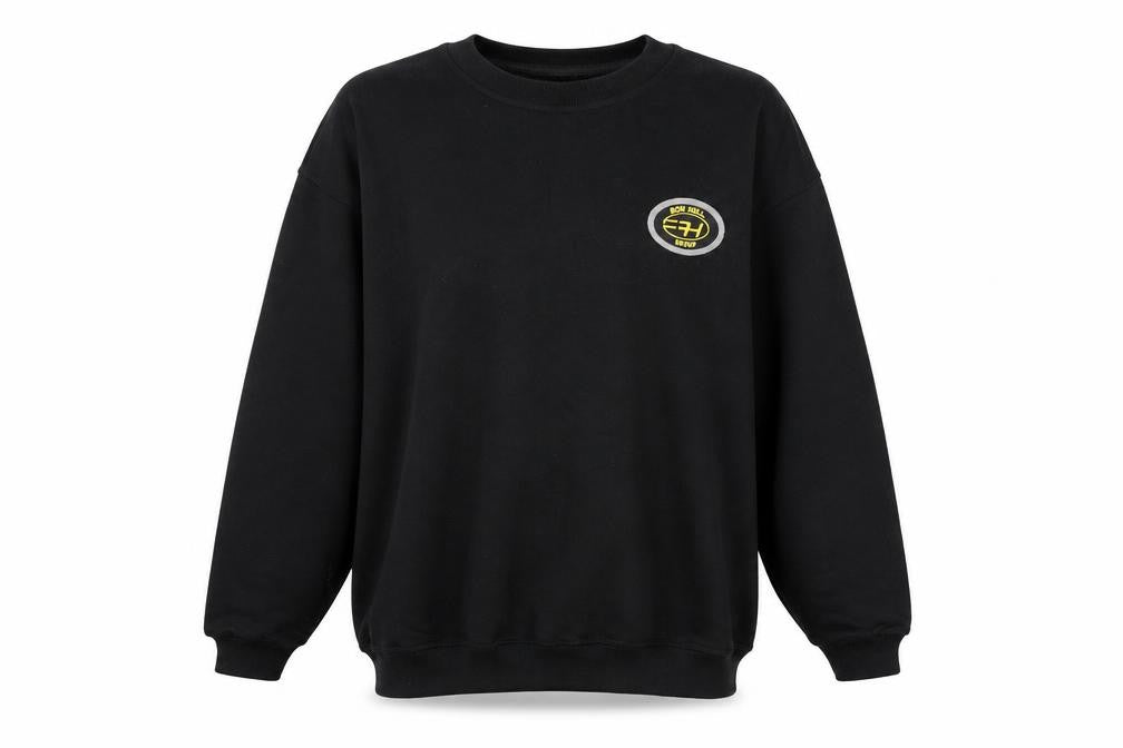 Front view of Fastrack Men's Black Crew Neck Embroidered Logo Sweatshirt M