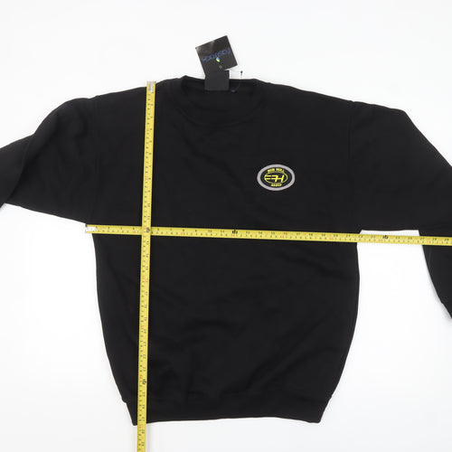 Fastrack Men's Black Crew Neck Embroidered Logo Sweatshirt M