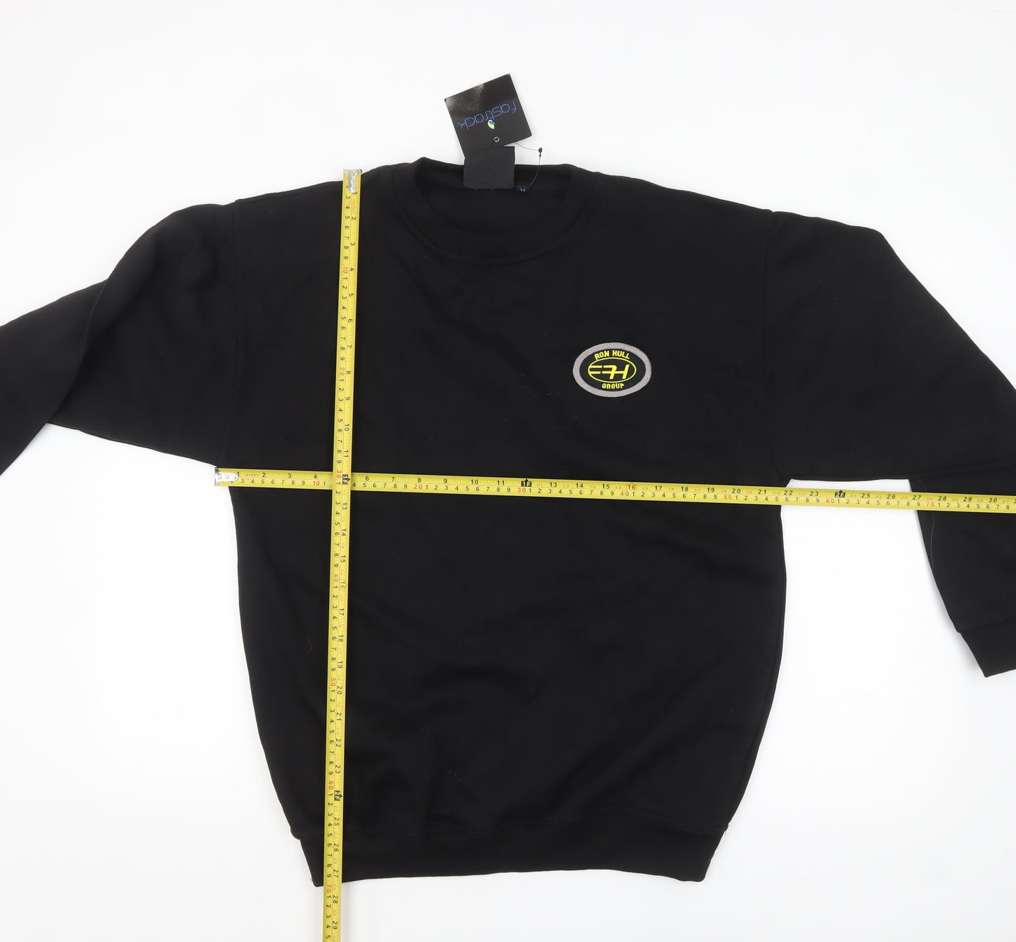 Fastrack Men's Black Crew Neck Embroidered Logo Sweatshirt M