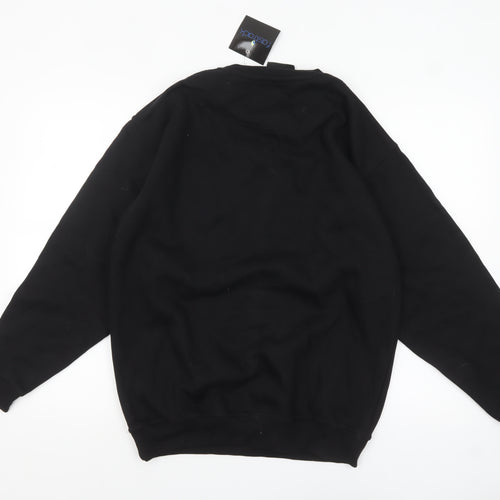 Fastrack Men's Black Crew Neck Embroidered Logo Sweatshirt M