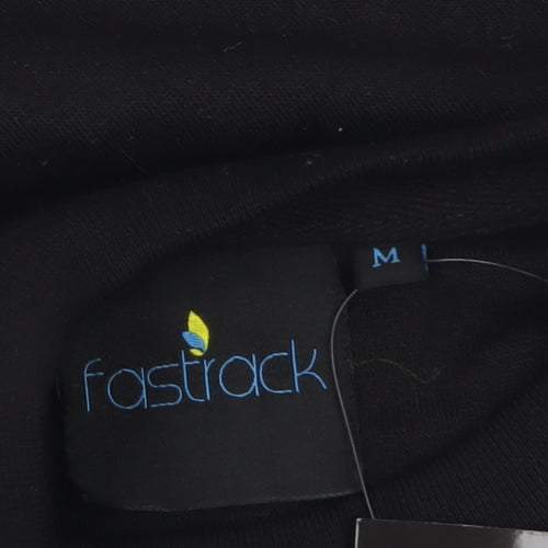 Fastrack Men's Black Crew Neck Embroidered Logo Sweatshirt M