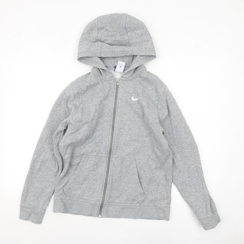 Nike Boys Grey Full Zip Hoodie XL 13-15 Years Cotton Blend Casual