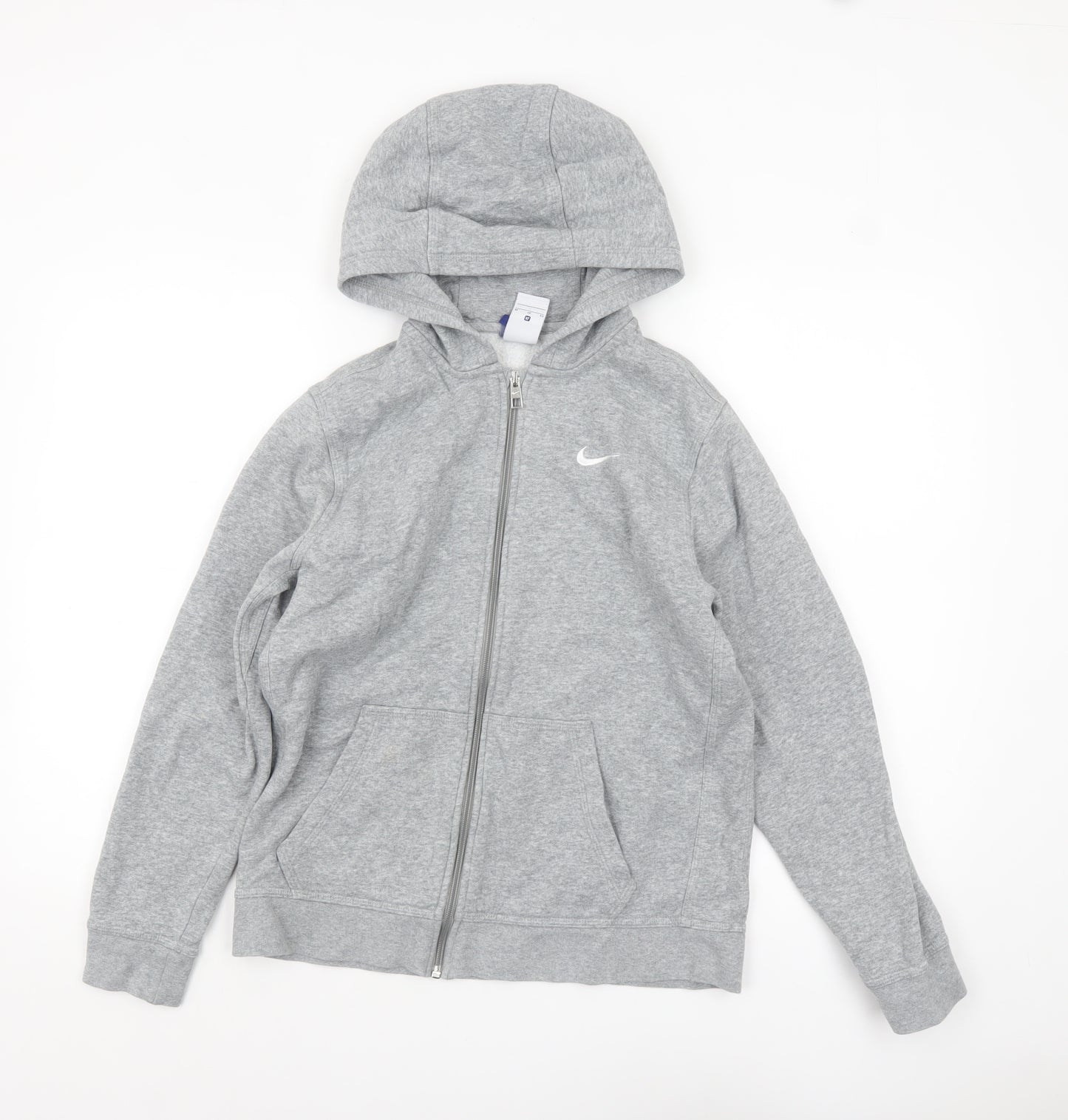Nike Boys Grey Full Zip Hoodie XL 13-15 Years Cotton Blend Casual