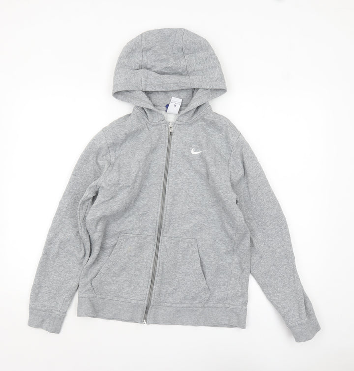 Nike Boys Grey Full Zip Hoodie XL 13-15 Years Cotton Blend Casual