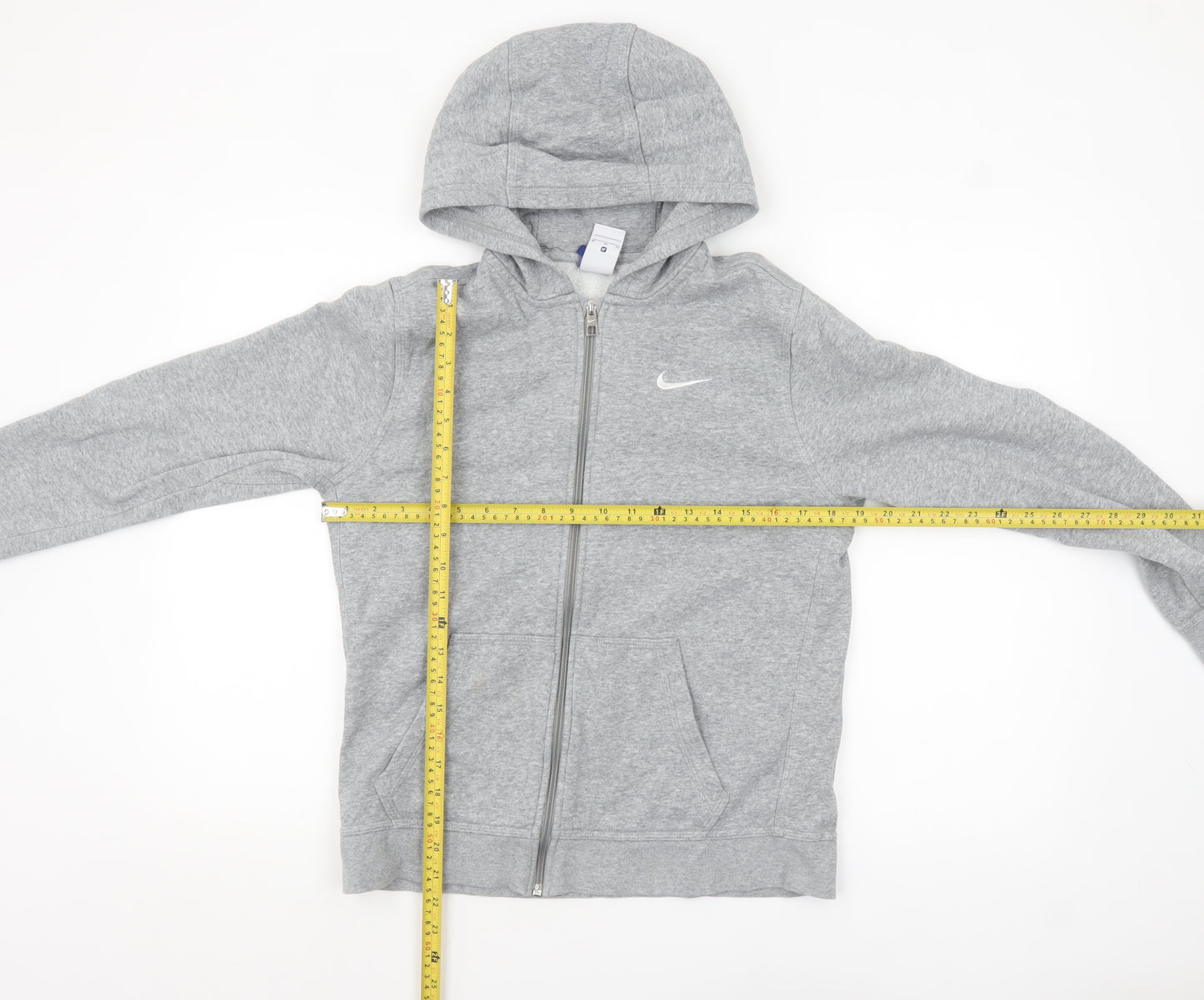 Nike Boys Grey Full Zip Hoodie XL 13-15 Years Cotton Blend Casual