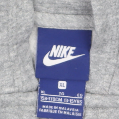 Nike Boys Grey Full Zip Hoodie XL 13-15 Years Cotton Blend Casual