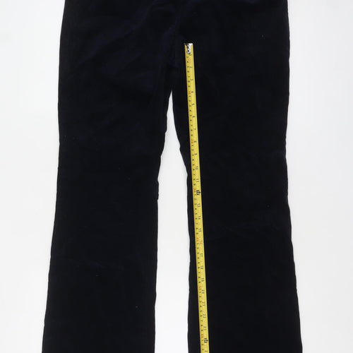 Marks and Spencer Womens Black Velvet Stretch Trousers Size 14