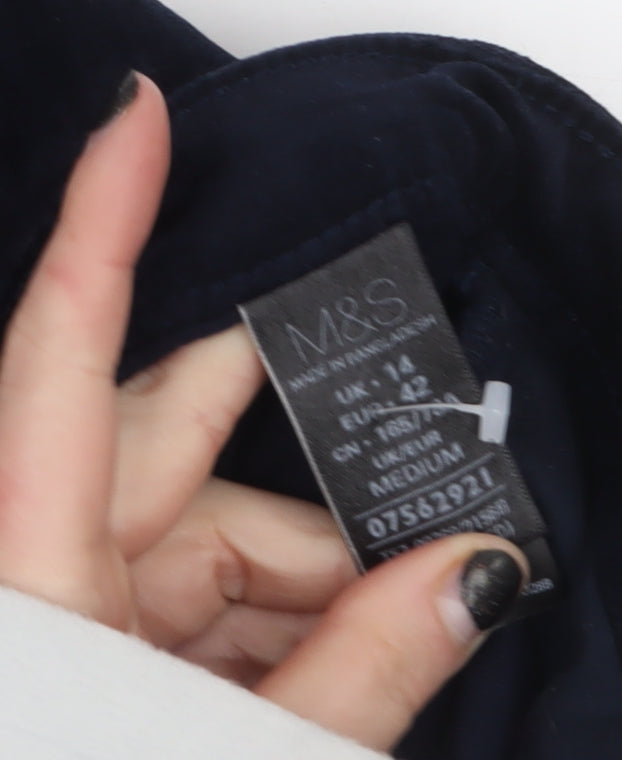 Marks and Spencer Womens Black Velvet Stretch Trousers Size 14