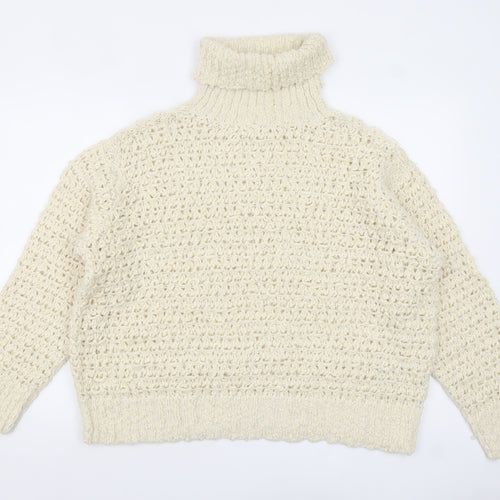 Marks and Spencer Women’s Ivory Roll Neck Chunky Knit Jumper L