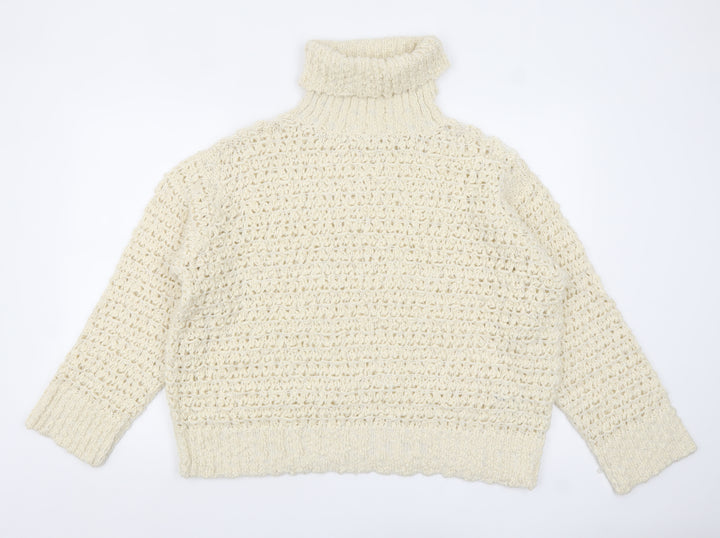 Marks and Spencer Women’s Ivory Roll Neck Chunky Knit Jumper L