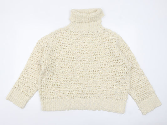 Marks and Spencer Women’s Ivory Roll Neck Chunky Knit Jumper L