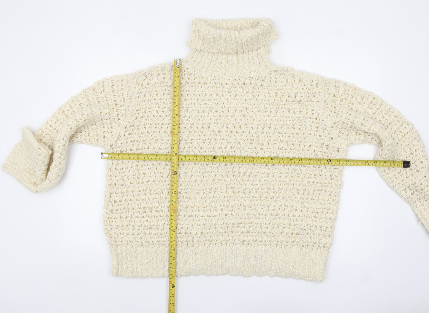 Marks and Spencer Women’s Ivory Roll Neck Chunky Knit Jumper L