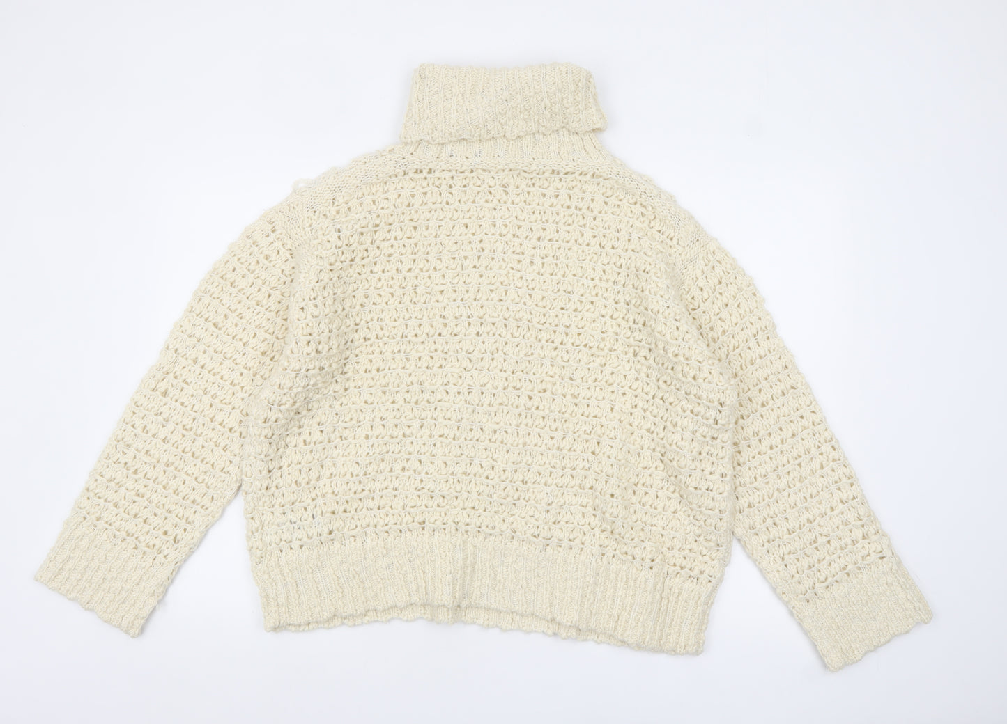 Marks and Spencer Women’s Ivory Roll Neck Chunky Knit Jumper L