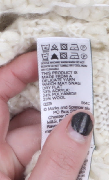 Marks and Spencer Women’s Ivory Roll Neck Chunky Knit Jumper L