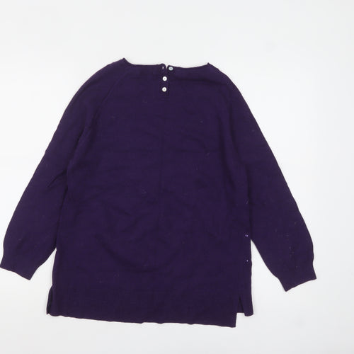 EAST Women's Purple Beaded Knit Pullover Jumper M