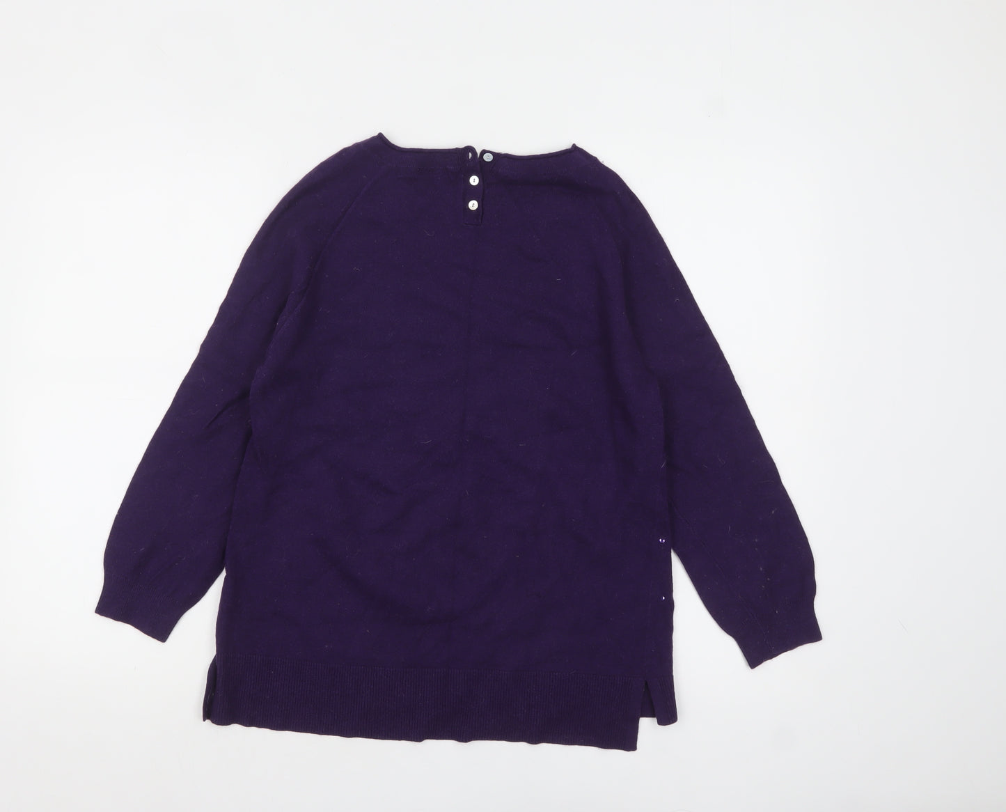 EAST Women's Purple Beaded Knit Pullover Jumper M