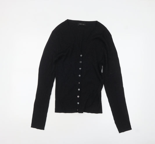 Sand Women's Black Silk Blend V-Neck Cardigan XL