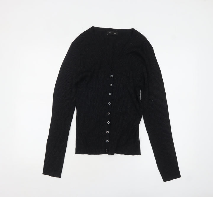 Sand Women's Black Silk Blend V-Neck Cardigan XL