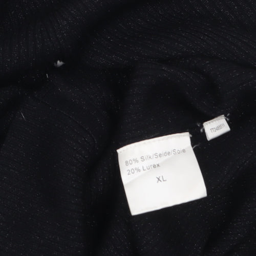 Sand Women's Black Silk Blend V-Neck Cardigan XL