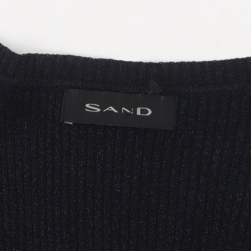 Sand Women's Black Silk Blend V-Neck Cardigan XL