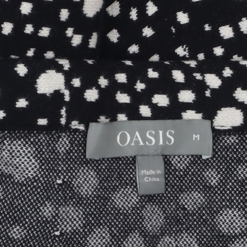 Oasis Women’s Black Animal Print A-Line Stretch Short Skirt M