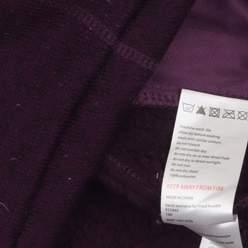 Mountain Warehouse Womens Purple Full Zip Hoodie UK 16 Fleece Lined