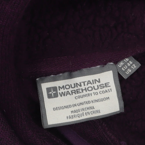 Mountain Warehouse Womens Purple Full Zip Hoodie UK 16 Fleece Lined