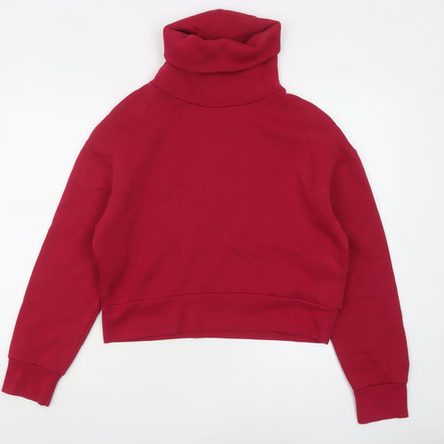 ZARA Womens Red Long Sleeve High Neck Pullover Sweatshirt Size S