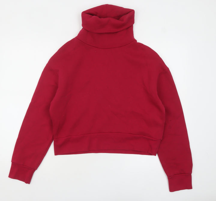 ZARA Womens Red Long Sleeve High Neck Pullover Sweatshirt Size S