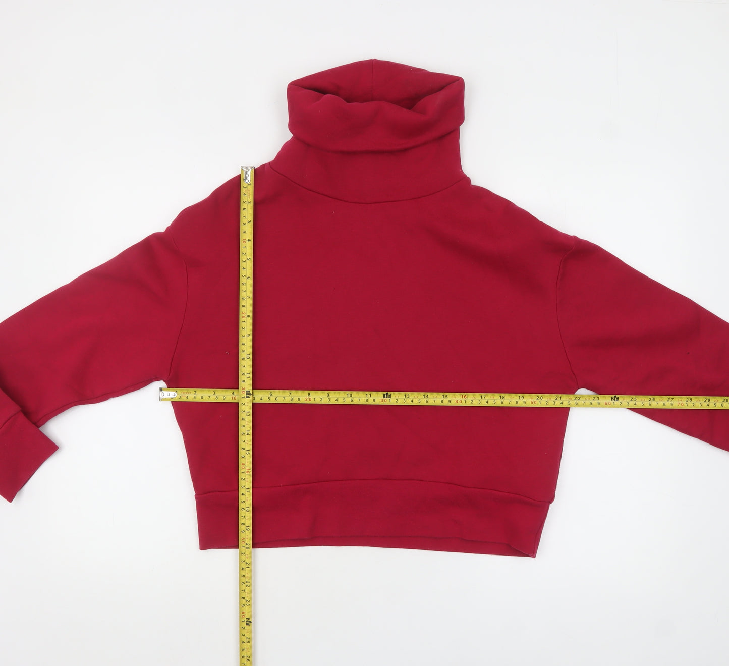 ZARA Womens Red Long Sleeve High Neck Pullover Sweatshirt Size S