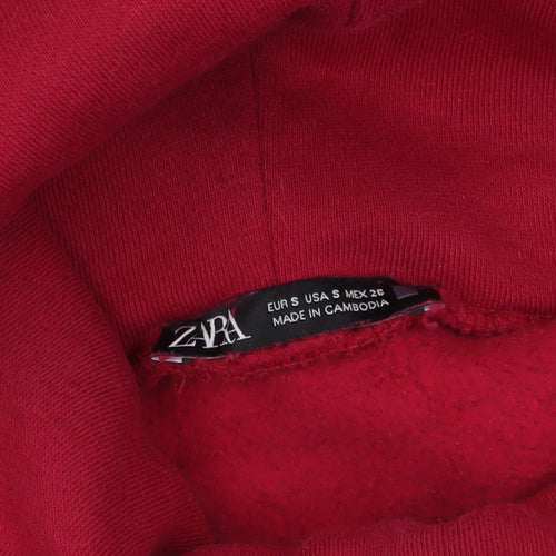 ZARA Womens Red Long Sleeve High Neck Pullover Sweatshirt Size S