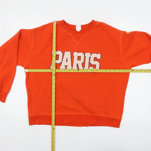 H&M Women Orange Paris Pullover Sweatshirt Size Small Casual