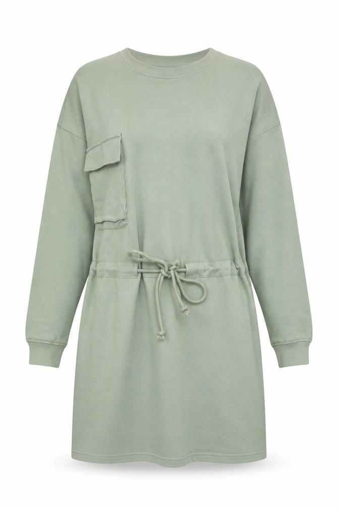 Missguided Women’s Green Long Sleeve Belted T-Shirt Dress UK 8