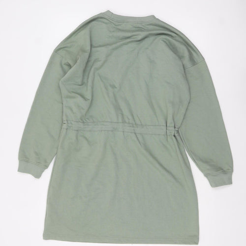 Missguided Women’s Green Long Sleeve Belted T-Shirt Dress UK 8