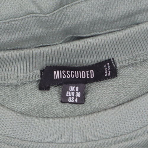 Missguided Women’s Green Long Sleeve Belted T-Shirt Dress UK 8