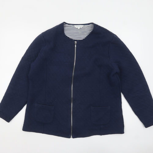 Tulchan Women's Blue Quilted Cotton Zip Jacket Size 18