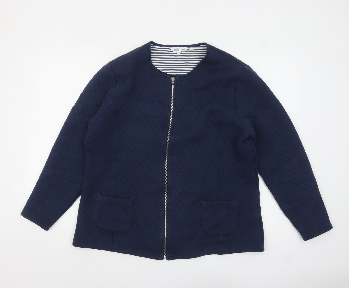 Tulchan Women's Blue Quilted Cotton Zip Jacket Size 18