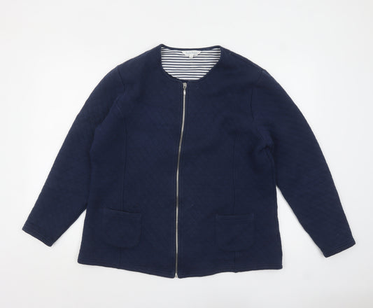 Tulchan Women's Blue Quilted Cotton Zip Jacket Size 18