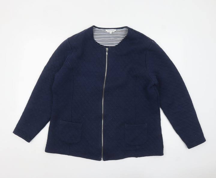 Tulchan Women's Blue Quilted Cotton Zip Jacket Size 18