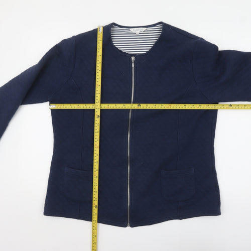 Tulchan Women's Blue Quilted Cotton Zip Jacket Size 18