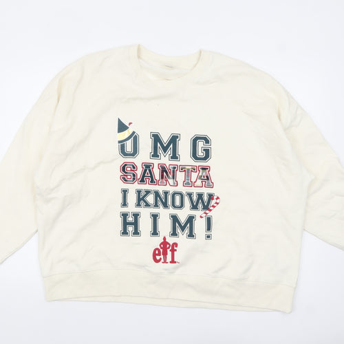Marks and Spencer Women Ivory Elf Christmas Graphic Sweatshirt Size 20