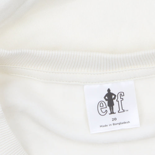 Marks and Spencer Women Ivory Elf Christmas Graphic Sweatshirt Size 20