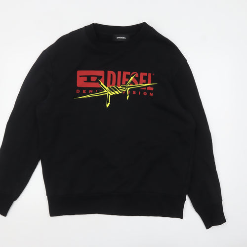 Diesel Men's Black Graphic Logo Pullover Sweatshirt Size M