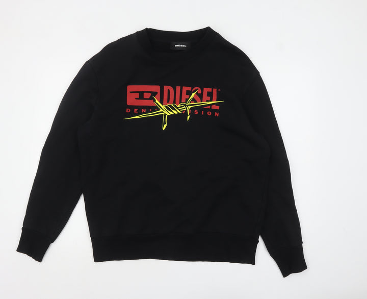 Diesel Men's Black Graphic Logo Pullover Sweatshirt Size M