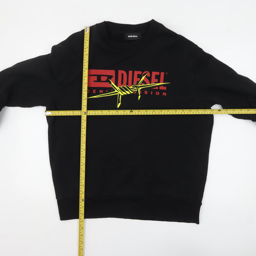 Diesel Men's Black Graphic Logo Pullover Sweatshirt Size M