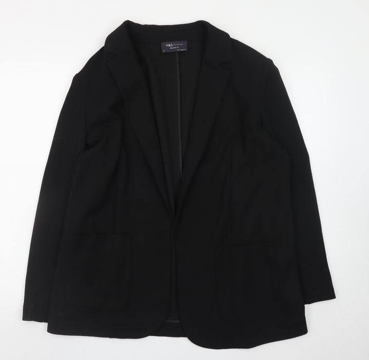 Marks and Spencer Womens Black Size 14 Regular Fit Blazer Jacket