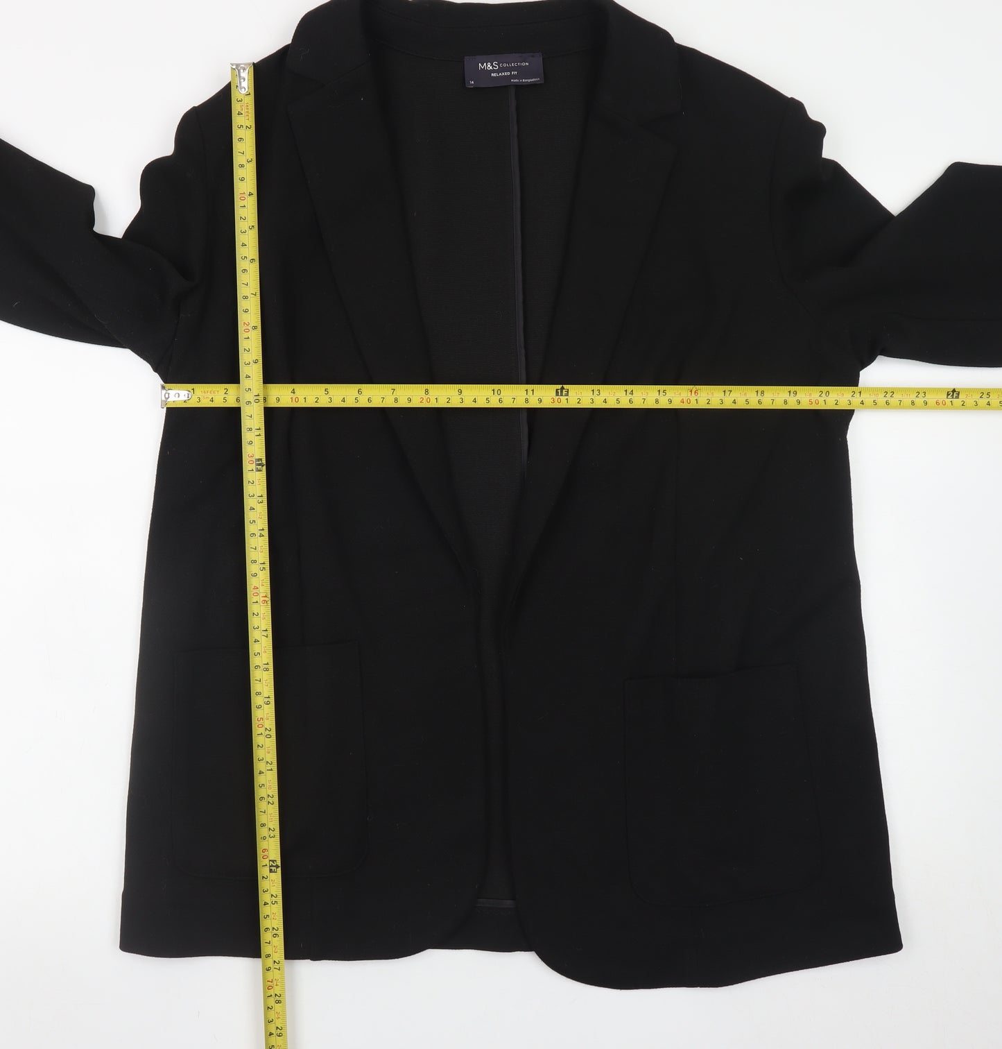 Marks and Spencer Womens Black Size 14 Regular Fit Blazer Jacket