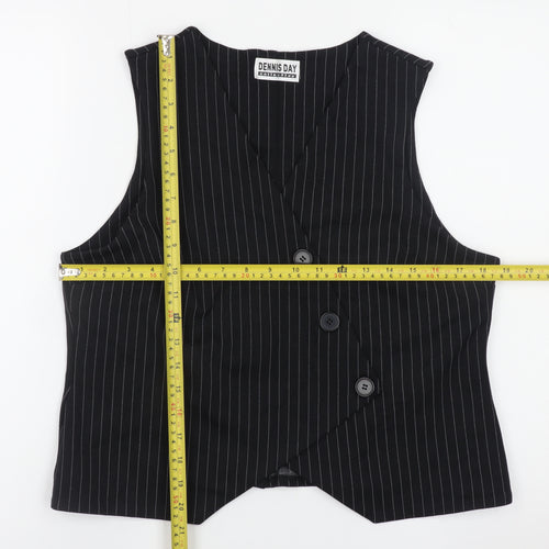 Dennis Day Collection Women's Black Pinstripe Sleeveless V-Neck Blouse Size 12