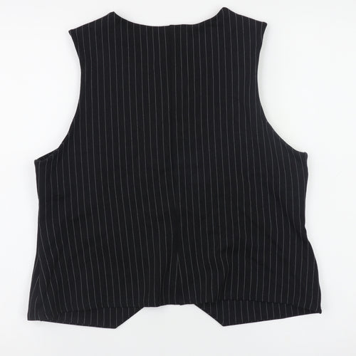 Dennis Day Collection Women's Black Pinstripe Sleeveless V-Neck Blouse Size 12